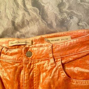 Anthropologie pink velvet skinny jeans size 31